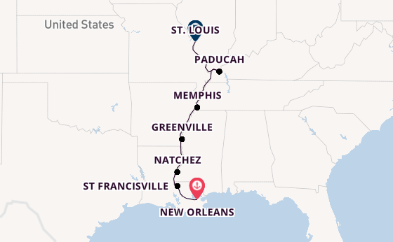 United States from New Orleans, Louisiana, USA with the Viking Mississippi