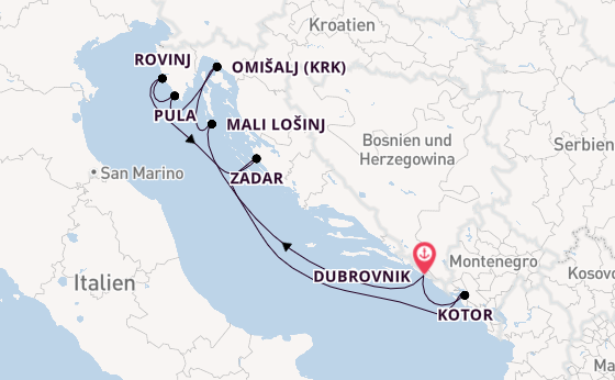 Kroatien ab Dubrovnik, Kroatien auf der MS La Belle de l'Adriatique (CroisiEurope)