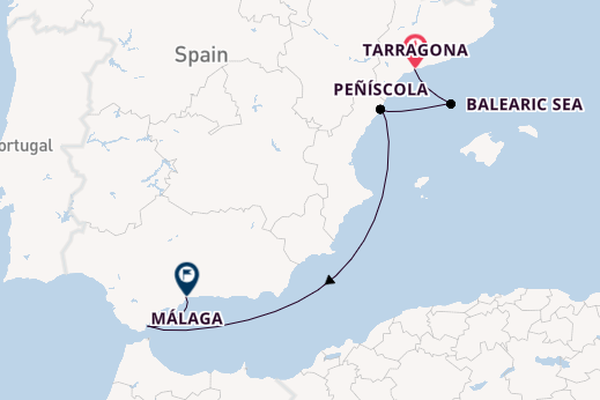 Westelijke Middellandse Zee vanaf Tarragona, Spanje met de L'Austral