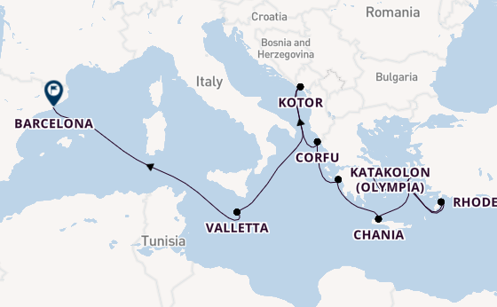 Eastern Mediterranean from Athens (Piraeus), Greece with the Enchanted Princess