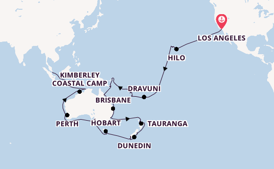 Transpacifisch vanaf Los Angeles, Verenigde Staten met de Coral Princess