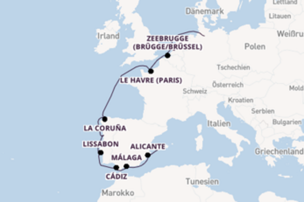 15-tägige Kreuzfahrt von Palma de Mallorca nach Hamburg