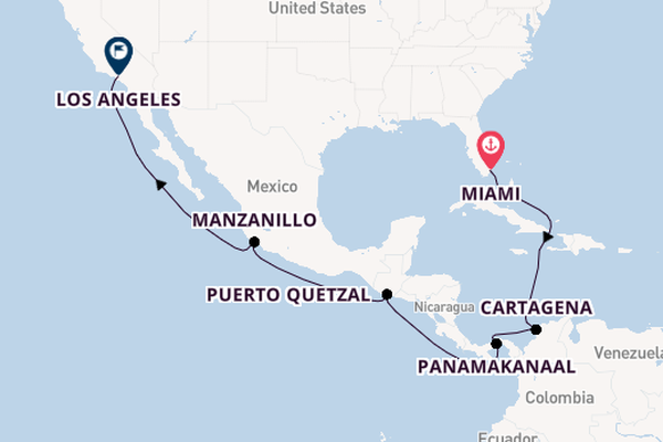 Midden-Amerika vanaf Miami, Verenigde Staten met de Queen Anne