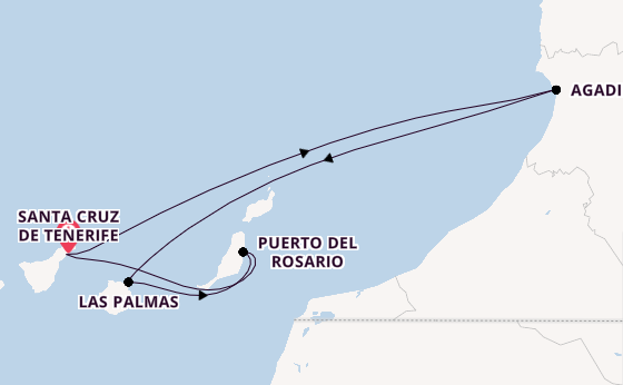 Kanarische Inseln ab Santa Cruz de Tenerife, Spanien auf der Costa Smeralda