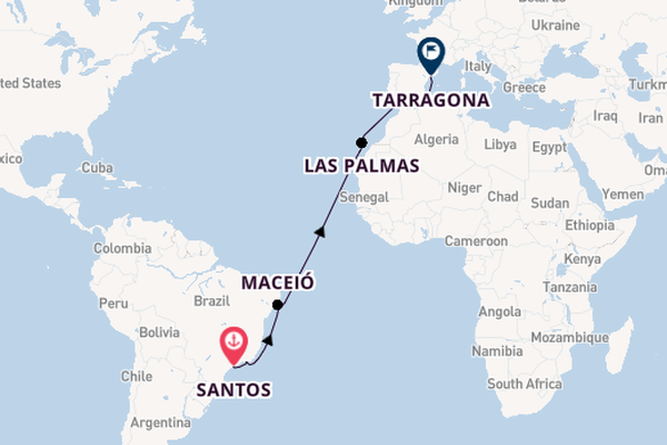 Transatlantic from Santos, Brazil with the MSC Musica
