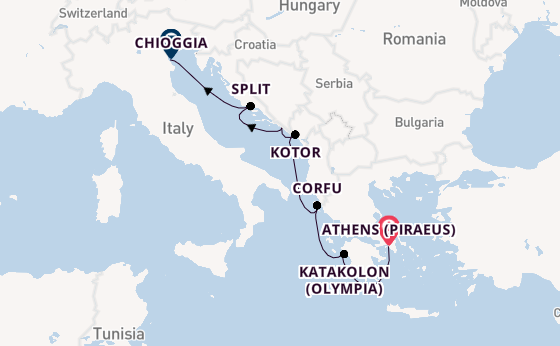 Eastern Mediterranean from Athens (Piraeus), Greece with the Viking Sea