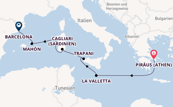 Westliches Mittelmeer ab Piräus (Athen), Griechenland auf der Seabourn Ovation