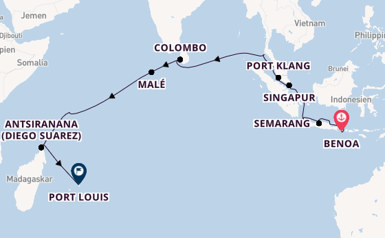 Südostasien ab Bali (Benoa), Indonesien auf der Seven Seas Mariner