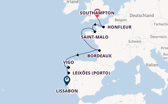 Portugal ab Southampton, Großbritannien auf der Silver Spirit