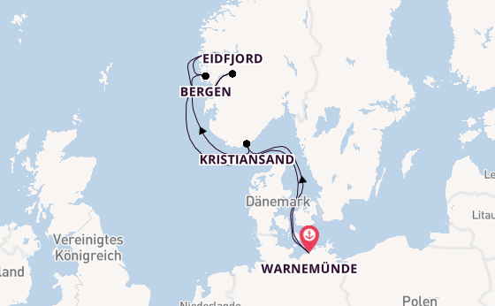Norwegen ab Warnemünde auf AIDAsol