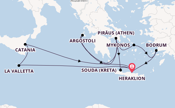 Östliches Mittelmeer ab Deutschland auf der Mein Schiff 5