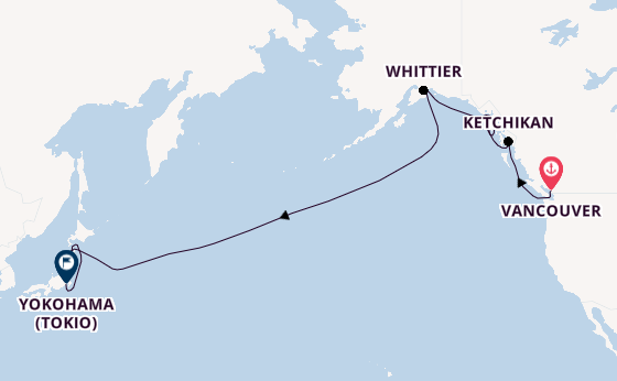 Transpacifisch vanaf Vancouver, Canada met de Riviera