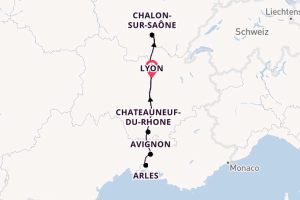 Rhône ab Lyon, Frankreich auf der Amadeus Provence