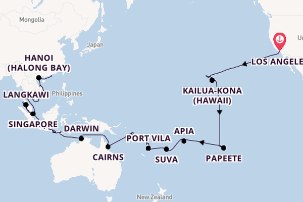 Transpacific from Los Angeles, California with the Regatta