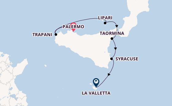 Westelijke Middellandse Zee vanaf Palermo, Sicilië met de L'Austral