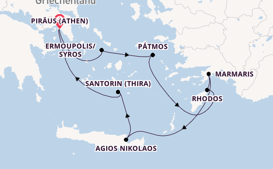 Östliches Mittelmeer ab Piräus (Athen), Griechenland auf der Azamara Onward