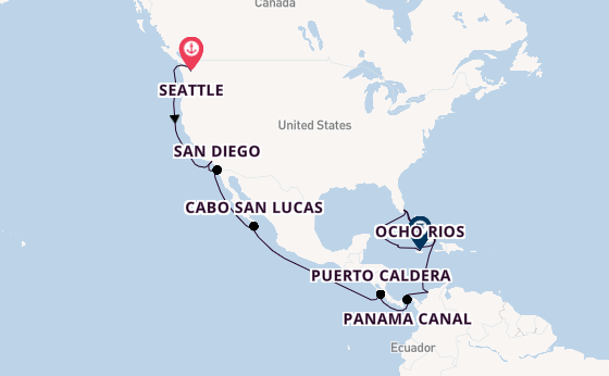 USA West Coast from Seattle, Washington, USA with the MSC Poesia