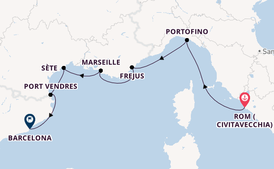 Westliches Mittelmeer ab Civitavecchia (Rom), Italien auf der Seabourn Ovation