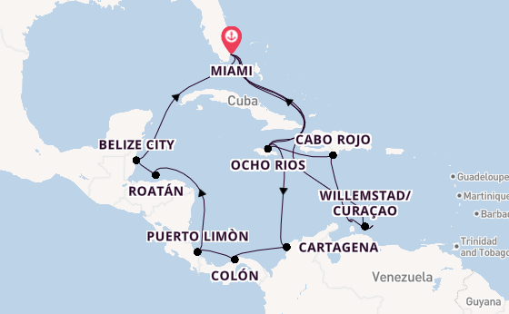 Caribbean from Miami, Florida, USA with the MSC Poesia