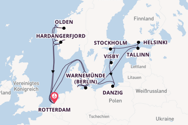 Norwegen ab Rotterdam, Niederlande auf der Rotterdam