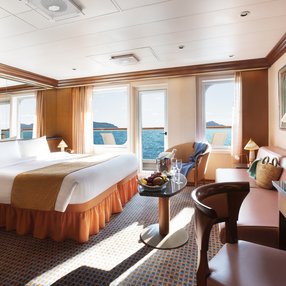 Come aboard the undefined and discover one of 60 cabin categories on a total of 12 decks that can accommodate 3470 passengers. Choose your dream cabin and feel at home on board the undefined!