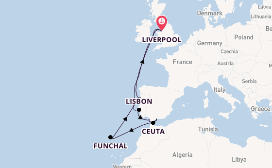 Portugal from Liverpool, England with the Bolette