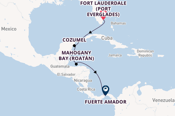 Central America from Fort Lauderdale (Port Everglades), Florida, USA with the Viking Mars