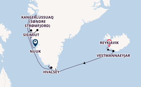 Arctic Ocean from Reykjavik, Iceland with the Silver Wind