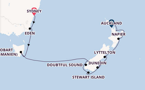 Neuseeland ab Sydney auf der Silver Moon