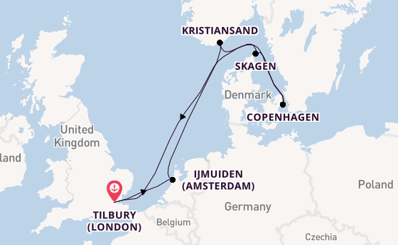 Journey with Ambassador Cruise Line from Tilbury (London)