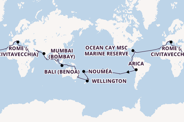 Round-the-World Trip from Genoa, Italy with the MSC Magnifica