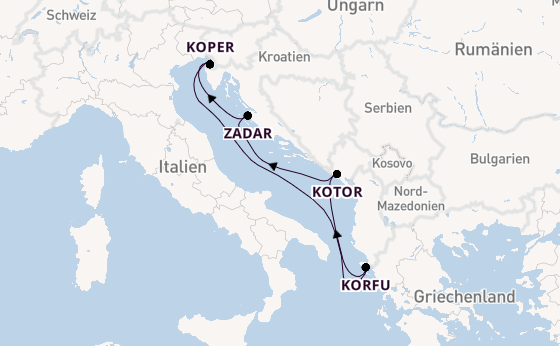 Mittelmeer ab Triest, Italien auf der Mein Schiff 4