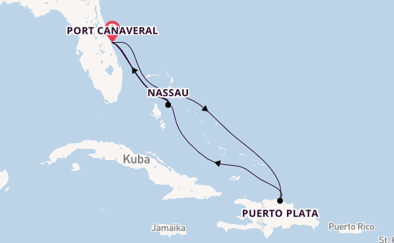 Karibik ab Port Canaveral, USA auf der MSC Seashore
