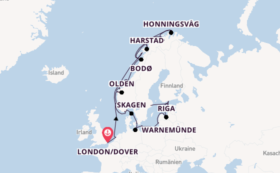 Norwegen ab London/Dover, Großbritannien auf der Azamara Journey
