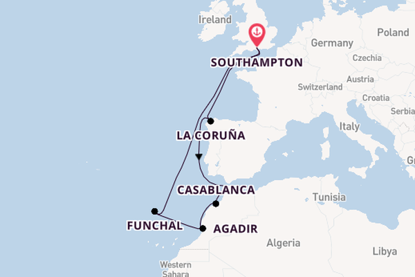 North Africa from Southampton, England with the Queen Victoria