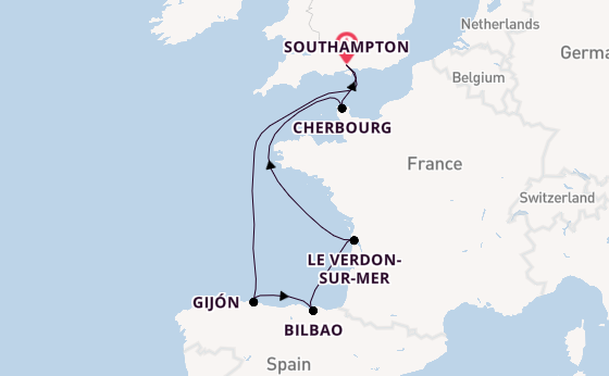 British Isles from Southampton, England with the Queen Anne