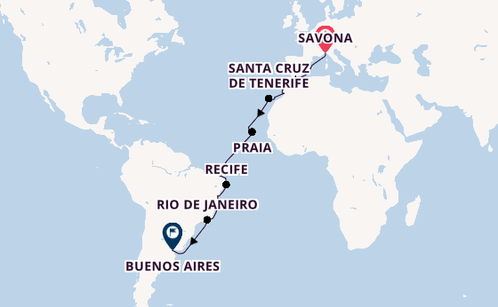 Transatlantik ab Savona, Italien auf der Amera