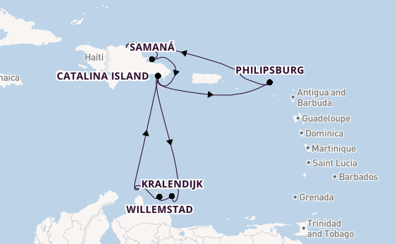 Caribbean vanaf La Romana, Dominicaanse Republiek met de Mein Schiff 1