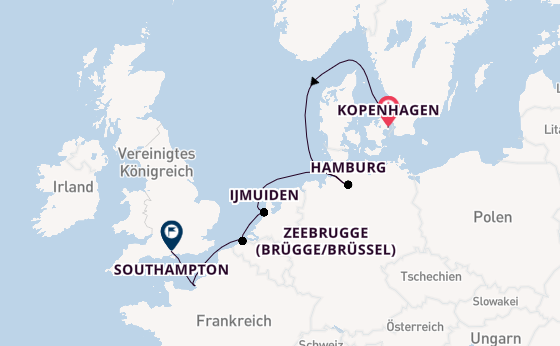 England ab Kopenhagen, Dänemark auf der Norwegian Star