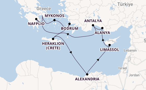 Eastern Mediterranean from Athens (Piraeus), Greece with the Azamara Onward