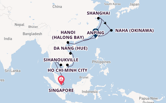 South East Asia from Singapore, Singapore with the Seabourn Encore