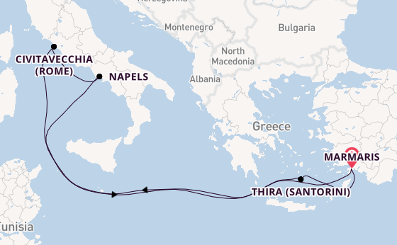 Middellandse Zee vanaf Marmaris, Turkije met de MSC Divina