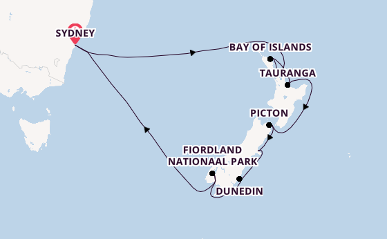 Nieuw Zeeland vanaf Sydney, Australië met de Grand Princess