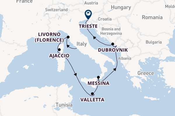 Western Mediterranean from Rome (Civitavecchia), Italy with the Enchanted Princess