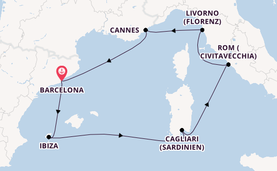 Westliches Mittelmeer ab Barcelona, Spanien auf der MSC Fantasia