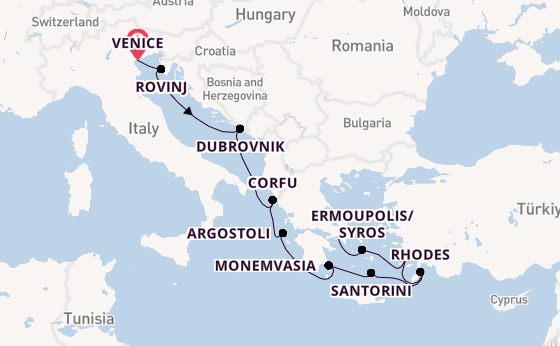 Eastern Mediterranean from Venice, Italy with the Azamara Onward