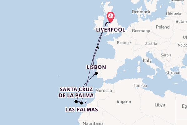 Canary Islands from Liverpool, England with the Bolette