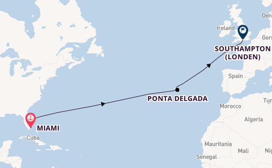 trans-Atlantisch vanaf Miami, Verenigde Staten met de Queen Elizabeth