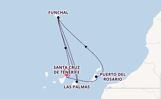 Kanarische Inseln ab Santa Cruz de Tenerife, Spanien auf der Costa Smeralda