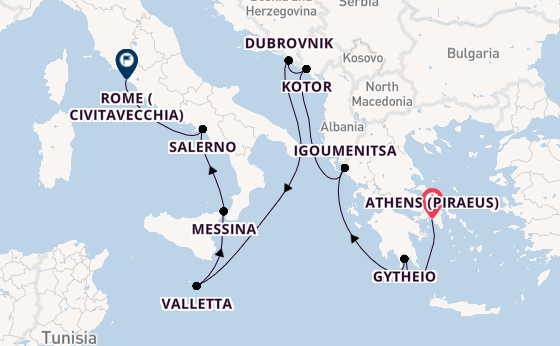 Mediterranean Sea from Athens (Piraeus), Greece with the Vista